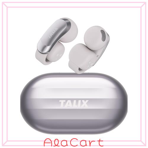 TALIX AuraHalo G1 オープンイヤー型イヤホン, イヤーカフ式, 超軽量5.2g, IPX4防水, マイク搭載, iOS/Android対応 グレー (グレー)