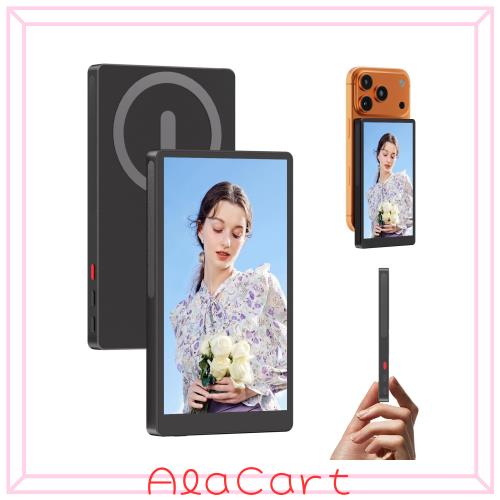 MAGEX iphone17用自撮りモニター 5インチ 1080P 超薄型 スマホモニター magsafe対応 ワイヤレス接続 画面ミラーリング 外カメラ iphone背