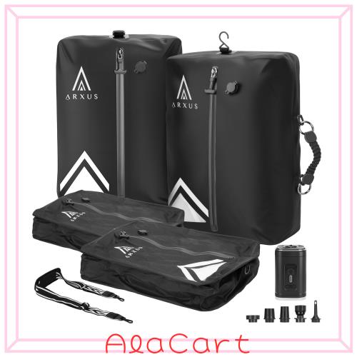 Arxus 圧縮袋 旅行用 圧縮バッグ リュック ショルダーストラップ付き 衣類 ふくろ 衣服 布団 コンプレッションバッグ トラベルポーチ 出