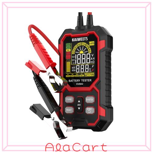 KAIWEETS バッテリーチェッカー バッテリー診断 電圧 内部抵抗 CCA測定 SOH SOC表示 鉛酸/EFB/AGM/GEL対応自動車用バッテリーテスター