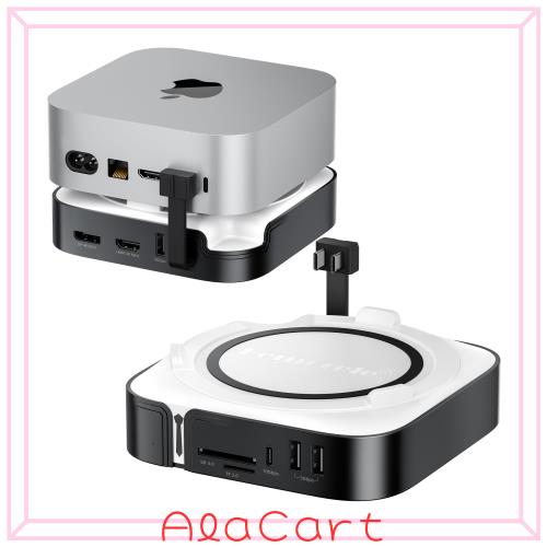 Mac mini M4/M4 Pro ドッキングステーション＆マックミニ スタンド (8-in-1) HDMI+DP 3画面 拡張 mac mini M.2 NVMe SSD エンクロージャ