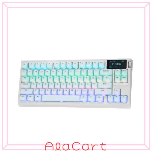 EPOMAKER G84 PRO ワイヤレスゲーミングキーボード 75%メカニカルキーボード シリコンキーキャップ スクリーンとノブ付き 2.4GHz/USB-C/B