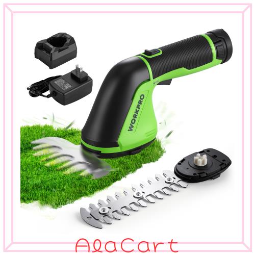WORKPRO 12V充電式芝生バリカン 125mm刈込幅 生垣トリマー2WAY