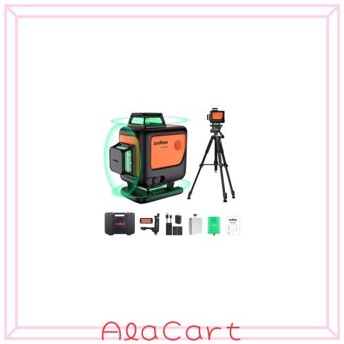 DOVOH グリーンレーザー墨出し器 16ライン 4D 三脚付き リモコン付き Y4-360G-KIT