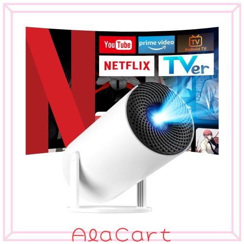 Tecaki プロジェクター 家庭用 【Android TV搭載・270°回転・自動台形補正】 高輝度25000LM 超小型 天