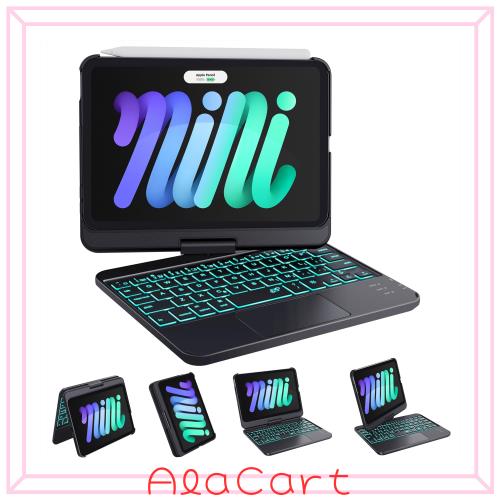 Earto iPad Mini 7 A17 Pro 第7世代(2024)/Mini 6 第6世代(2021) 8.3インチに対応 キーボード付きケース 充電式 mini キーボード ケース
