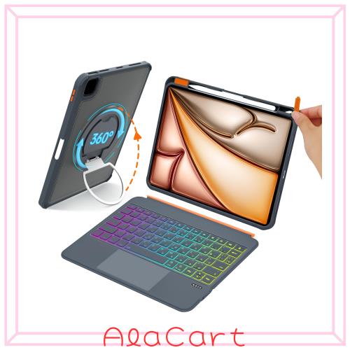 iPad キーボードケース 11インチ A16 Air Pro 日本語配列 360°回転 7色バックライト