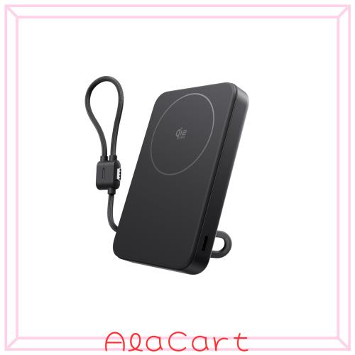 Qi2.2 25Wワイヤレス充電対応 EcoFlow RAPID Mag モバイルバッテリー（USB-Cケーブル内蔵，10,000mAh）ブラック