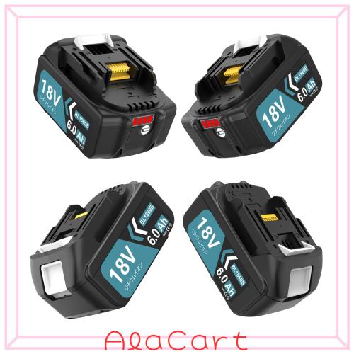 DOSCTT 互換 マキタ 18v バッテリー BL1860B 6000mAh大容量 [4個] 長時間作業に最適 18v BL1815N BL1830B BL1860Bなどに互換可能 LED残量
