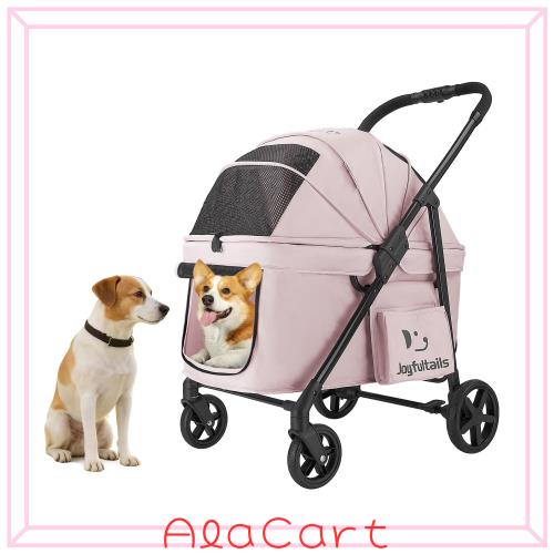 Joyfultails ペットカート ワンタッチ 折りたたみ式 中型犬 多頭用 ペットバギー 耐荷重20KG 大空間 低床型 乗り降りラクラク ドッグカー