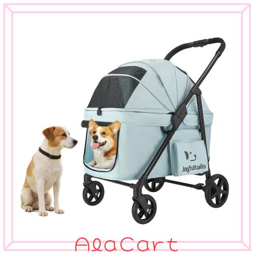 Joyfultails ペットカート ワンタッチ 折りたたみ式 中型犬 多頭用 ペットバギー 耐荷重20KG 大空間 低床型 乗り降りラクラク ドッグカー