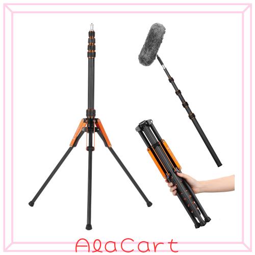K＆F CONCEPT 撮影用 ライトスタンド カーボン製 2m ロケ撮影 超軽量 770g 持ち運び便利 スーパーライトスタンド 撮影用三脚 照明 耐荷重3
