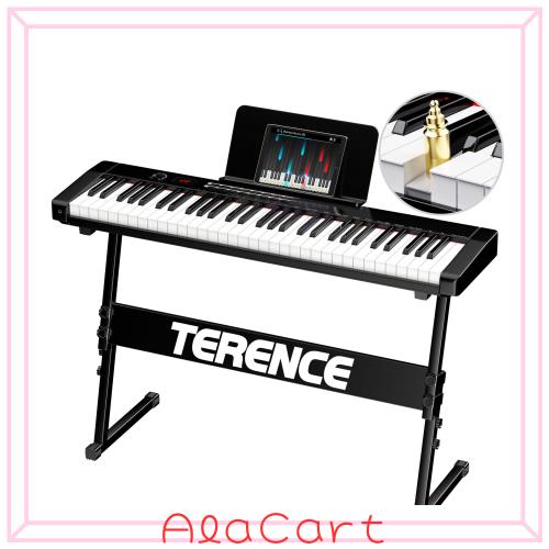 TERENCE TS-02 電子ピアノ 61鍵 タッチレスポンス鍵盤 キーボードスタンド付き MIDI対応 充電可能 キーボードピアノ メトロノーム/録音/ 12,232円