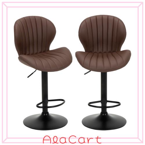 CHAIRKER カウンターチェア 2脚セット 昇降式 回転 バーチェア ハイバック 高さ調整60-81.5cm キッチンカウンター バースツール アイラン