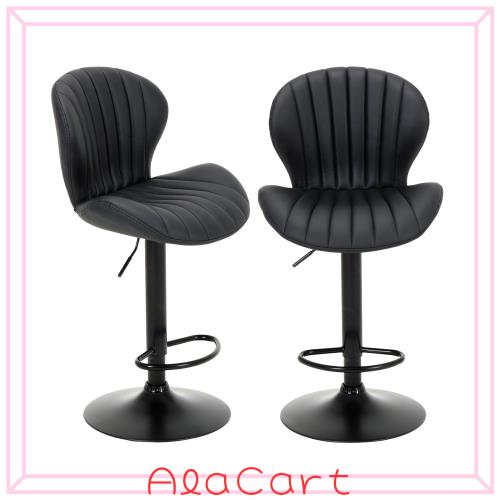 CHAIRKER カウンターチェア 2脚セット 昇降式 回転 バーチェア ハイバック 高さ調整60-81.5cm キッチンカウンター バースツール アイラン