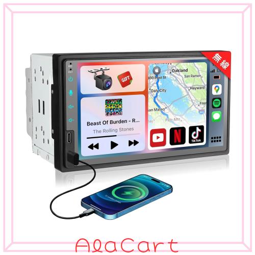 2DIN 7インチ ディスプレイオーディオ 無線CarPlay AndroidAuto対応 KAR7