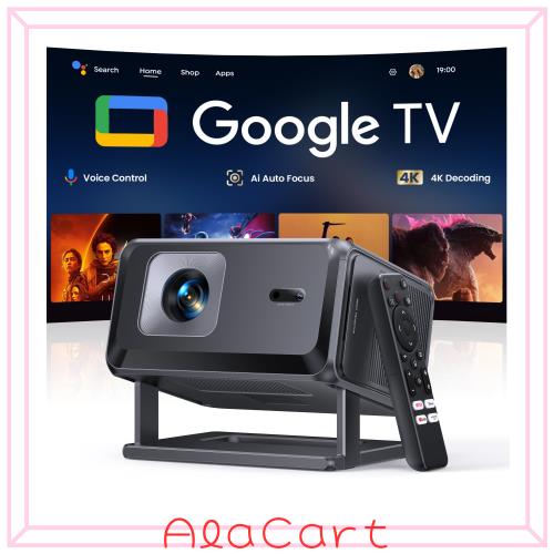 Google TV・AI搭載＆プロジェクター 天井投影 家庭用【Netflix対応・YouTube・Prime Video 10,000+アプリ】4K対応1080P 短焦点プロジェク