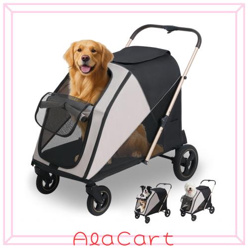 ペットカート 大型犬用 耐荷重60kg 低床型 ワンタッチ折り畳み