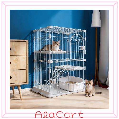 猫 ケージ 2段 キャットケージ 幅76*奥行50.5*高さ89cm ネコ ケージ 組み立て簡単 多頭飼い 脱走防止 梯子 頑丈 耐荷重10kg 日本語説明書