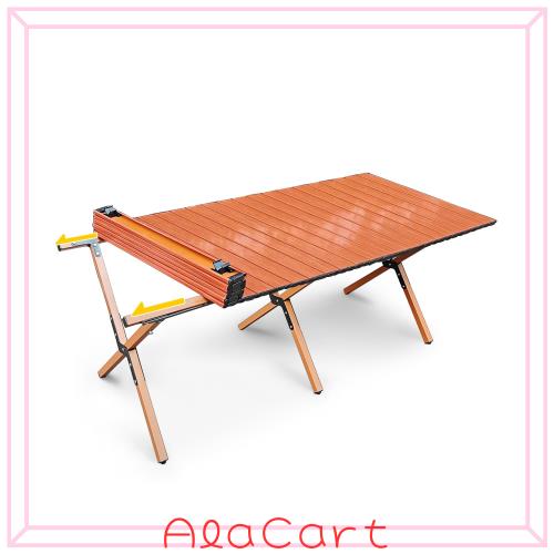Sikatoku アウトドアテーブル【アルミ製＆耐荷重150KG】3X型構造 120cm ロールテーブル 折りたたみテーブル キャンプ テーブル 食卓 超軽