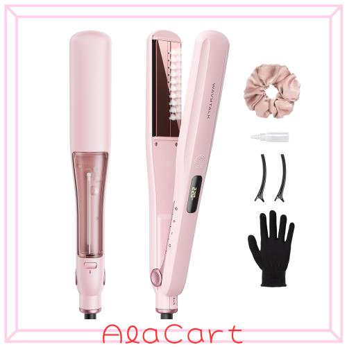 Wavytalk スチームヘアアイロン 1.38インチ ナノチタンプレート 5段階温度調節