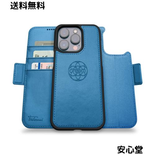 Dreem フィボナッチ（Fibonacci）2イン1 財布型ケース Apple iPhone 14 Pro用 - 高級ヴィーガンレザー製 マグネット着脱式 耐衝撃 携帯電