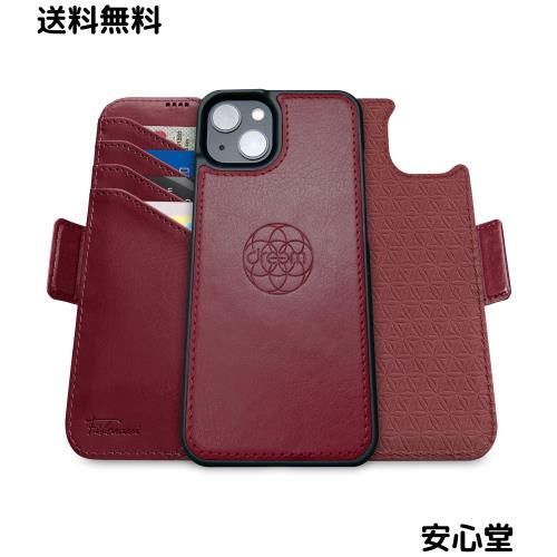 Dreem フィボナッチ（Fibonacci）2イン1 財布型ケース Apple iPhone 15 Plus用 - 高級ヴィーガンレザー製 マグネット着脱式 耐衝撃 携帯