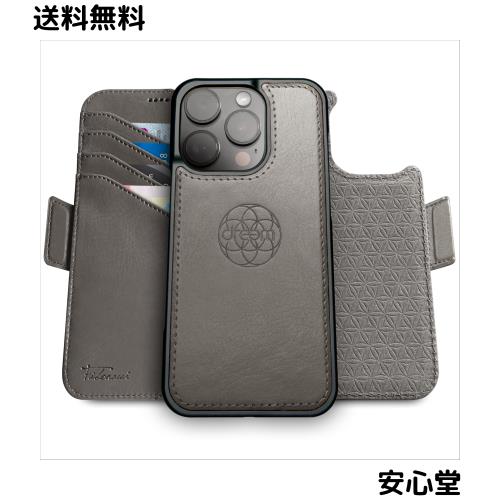 Dreem フィボナッチ（Fibonacci）2イン1 財布型ケース Apple iPhone 16 Pro用 - 高級ヴィーガンレザー製 マグネット着脱式 耐衝撃 携帯電