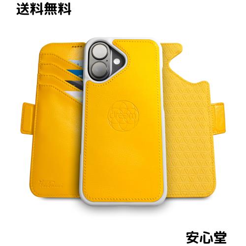 Dreem フィボナッチ（Fibonacci）2イン1 財布型ケース Apple iPhone 16 Plus用 - 高級ヴィーガンレザー製 マグネット着脱式 耐衝撃 携帯