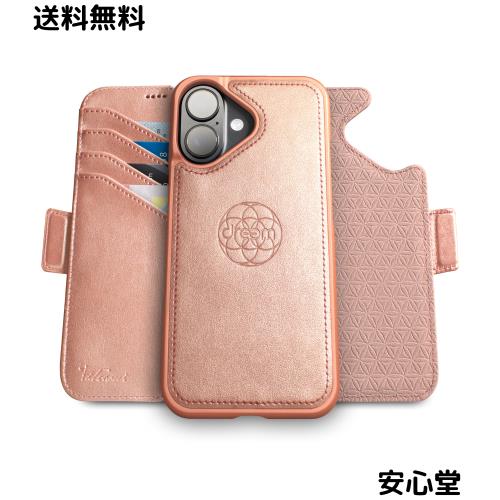 Dreem フィボナッチ（Fibonacci）2イン1 財布型ケース Apple iPhone 16 Plus用 - 高級ヴィーガンレザー製 マグネット着脱式 耐衝撃 携帯