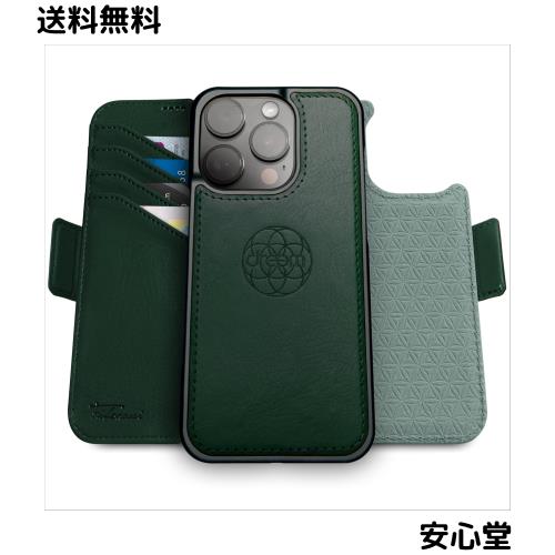 Dreem フィボナッチ（Fibonacci）2イン1 財布型ケース Apple iPhone 16 Pro用 - 高級ヴィーガンレザー製 マグネット着脱式 耐衝撃 携帯電