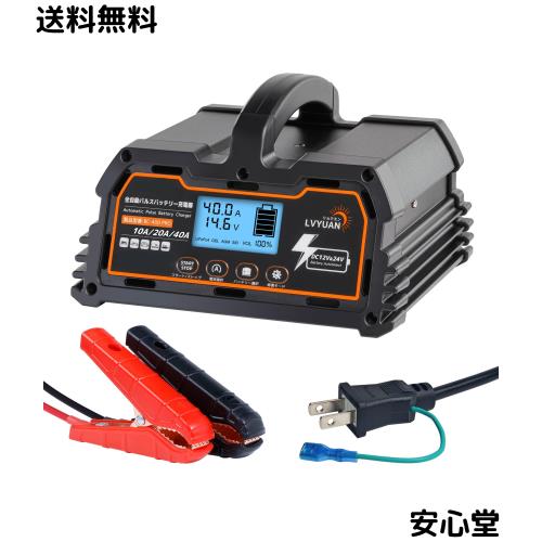 リョクエン（LVYUAN）【正規品】 全自動パルスバッテリー充電器 定格40A 12V/24V鉛/12Vリチウム電池両用 パルス充電器 パルス修復 [ PSE 13,117円