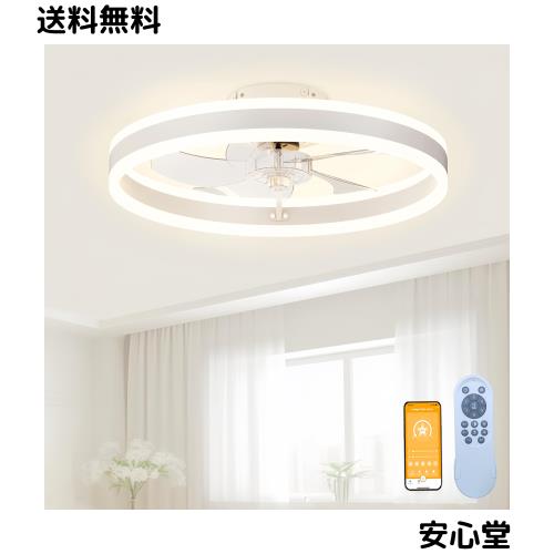 LEDシーリングファンライト サーキュレーター付き 6~10畳 調色/調光/風量調整 DCモーター天井扇 ファン正逆回転 タイマー機能 節電 省エ