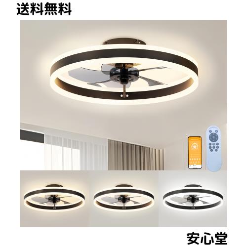 LEDシーリングファンライト サーキュレーター付き 6~10畳 調色/調光/風量調整 DCモーター天井扇 ファン正逆回転 タイマー機能 節電 省エ