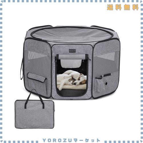 Petsfit ペットサークル 折りたたみ 猫の分娩室 全犬種対応 犬ハウス 脱走防止 メッシュトップ パッと開いてすぐ使える 収納 簡単 持ち運