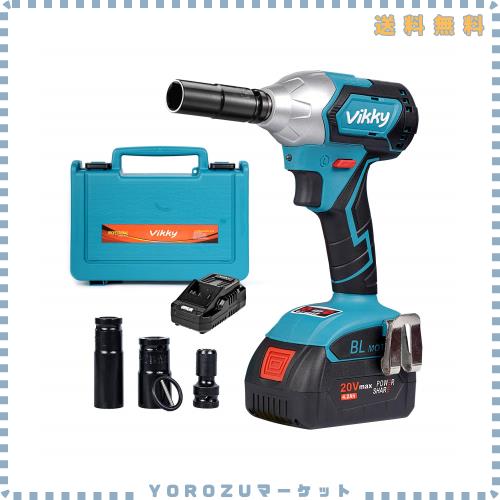 Vikky1 / 2インチ20Vコードレスインパクトレンチ4.2Ahブラシレス4スピードスクエアインターフェースインパクトレンチコンビネーションキ