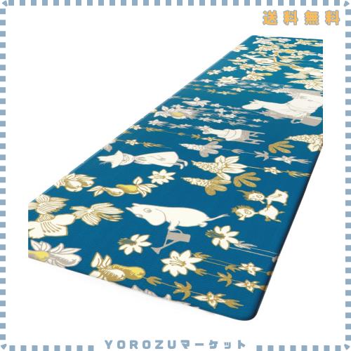 ヨコズナクリエーション 拭けるキッチンマット ビニール製 抗菌防臭 防カビ 防炎 (ムーミン ファミリーガーデン, 約45×240cm)