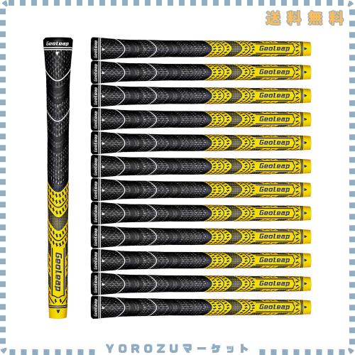 Geoleap 13本 コードゴムゴルフグリップセット、ハイブリッドゴルフクラブグリップ、スタンダード/ミディアム、10色オプション (黄色, ス