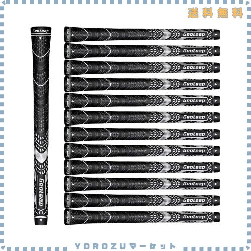 Geoleap 13本 コードゴムゴルフグリップセット、ハイブリッドゴルフクラブグリップ、スタンダード/ミディアム、10色オプション (ブラック