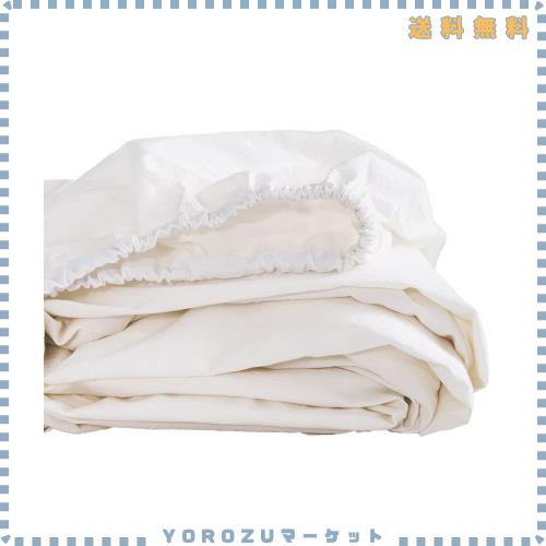 ボックスシーツ ワイドキング 200x200x30cm オーガニックコットン 洗いざらしの綿100% ベッドシーツ BOXシーツ 防ダニ オフホワイト
