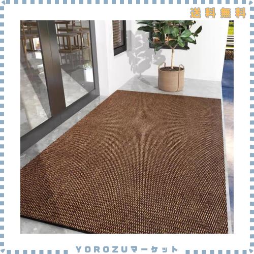 玄関マット キッチンマット屋外 室内 滑り止め 業務用 無地 大判 マット シンプル 泥落とし 足ふきマット（ブラウン90*300）