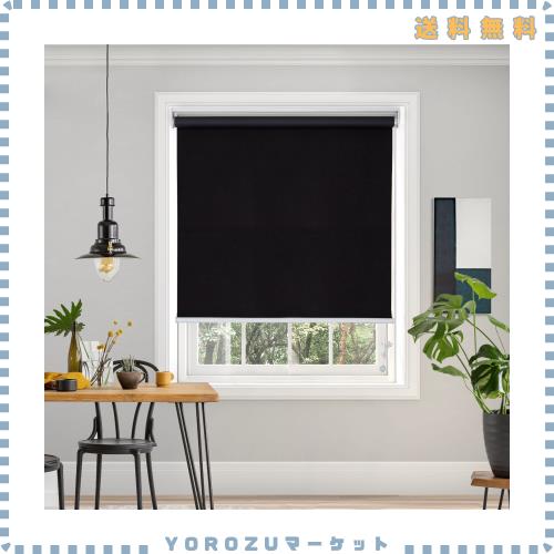 Deconovo プルコード式 ロールスクリーン 幅130cm 丈220cm ブラック ロールカーテン 1級遮光 100%遮光 保温 断熱 遮熱 防音 防寒 UVカッ