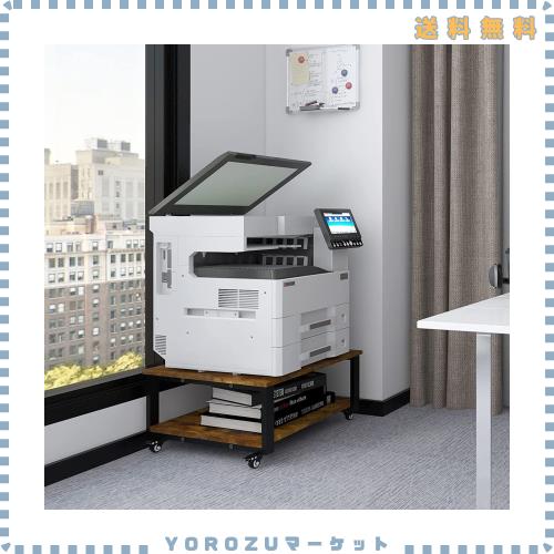 PUNCIA 2段 プリンター台 幅60cm 奥行60cm 高30cm ワゴン キャスター付き プリンターラック 収納棚 大型 プリンター 置き 台 省スペース
