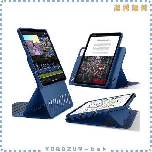 ESR iPad Pro 12.9 ケース (2022/2021、第6/5世代) 専用 取外し可能なマグネットカバー付き回転式ケース 縦向き/横向きスタンド 9段階の