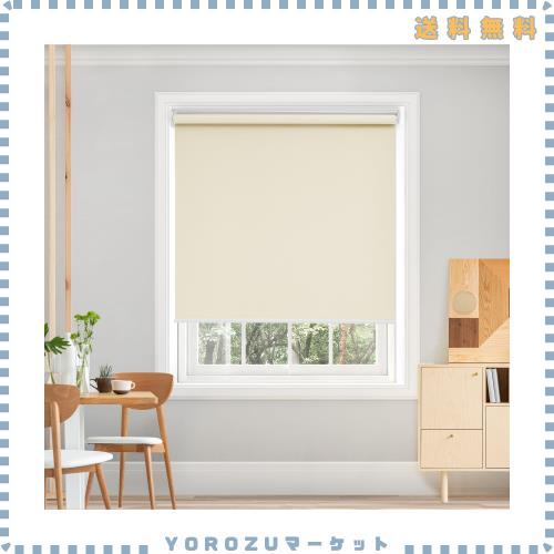 Deconovo プルコード式 ロールスクリーン 幅120丈180cm ベージュ ロールカーテン 1級遮光 100%遮光 保温 断熱 遮熱 防音 防寒 UVカット