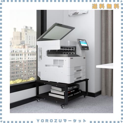 PUNCIA 2段 プリンター台 幅60cm 奥行60cm 高30cm ワゴン キャスター付き プリンターラック 収納棚 大型 プリンター 置き 台 省スペース