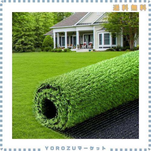 人工芝 1m×10m 芝丈20mm 透水タイプ 防カビ 芝生 ロール 高密度 ベランダ お庭 24本ピン付き 秋色 (1x10m, 秋色)