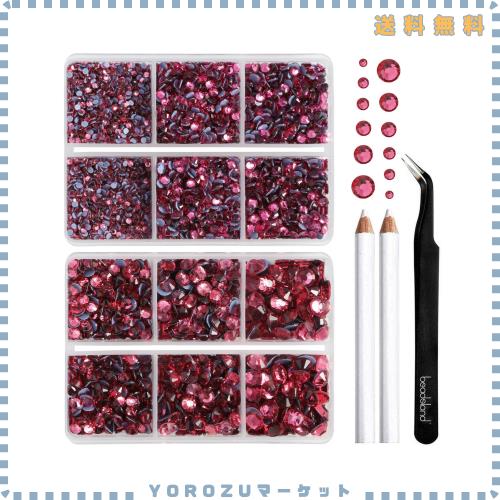 Beadsland（ビーズランド）ホットフィックス ラインストーン、 6,080個 ローズのラインストーン 服飾工芸用 6サイズ混合 ワックスペンシ