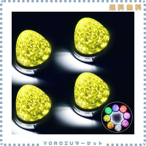 REPTICO LEDサイドマーカーランプ 24V トラック用 路肩灯 レモンイエロー lemonyellow クリアレンズ 8面クリスタルカット LEDマーカー ダ