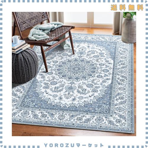 SONGLET カーペット 3 畳 200x250 ラグマット 洗える ペルシャ柄 滑り止め リビング ダイニング ソファ用 敷きやすい 絨毯 おしゃれ ブル
